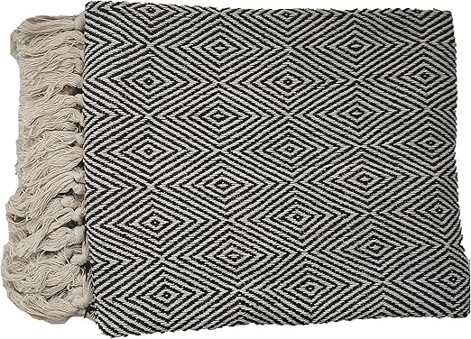 Craftngifts Reversible 100% Cotton Throw - Big 60 x 50 Inch Hand-Woven Throw Blanket for Couch So... | Amazon (US)