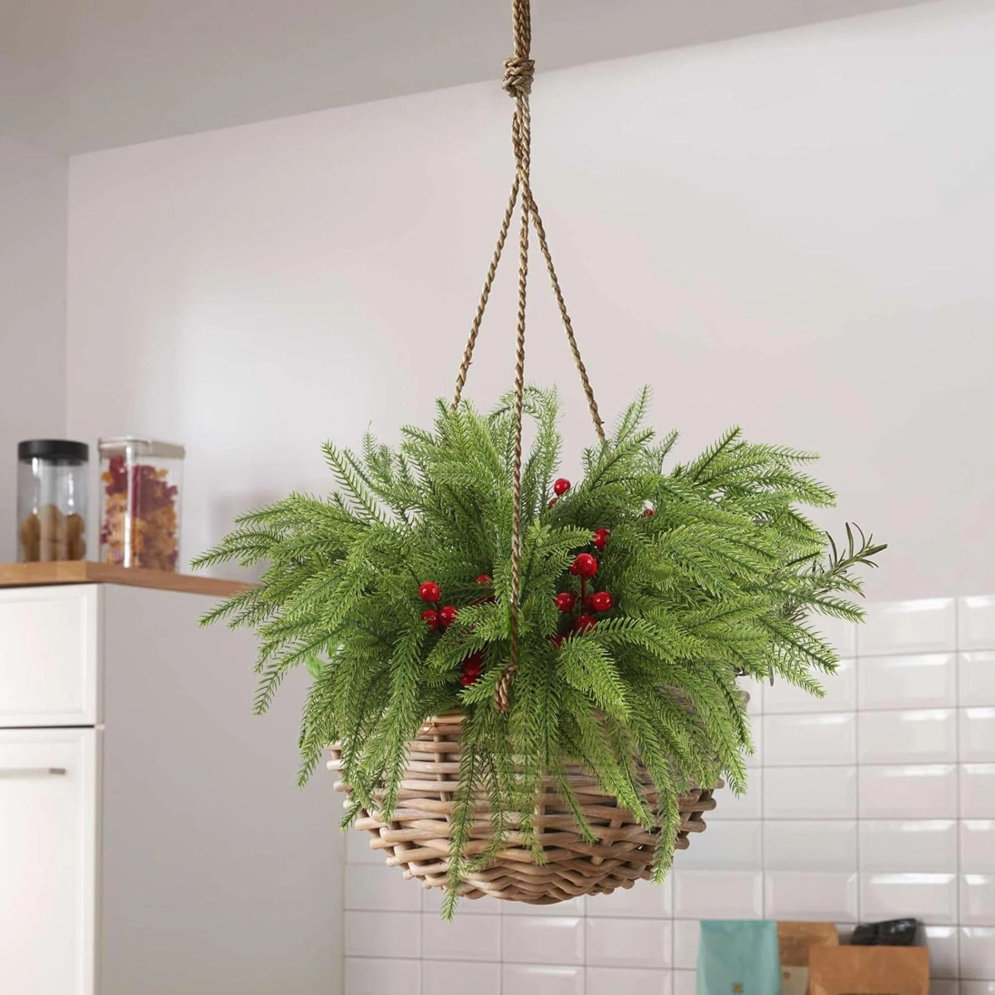 8 Pcs Artificial Norfolk Pine Branches, Real Touch Norfolk Pine Stems With Berry, Faux Plants Stem Greenery Pine Picks For Vase Wreath Garland DIY Cra | Wayfair North America