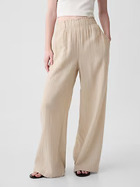 Mid Rise Crinkle Gauze Wide-Leg Pants | Gap (US)