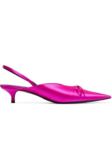 Balenciaga - Knife Satin Slingback Mules - Fuchsia | NET-A-PORTER (US)