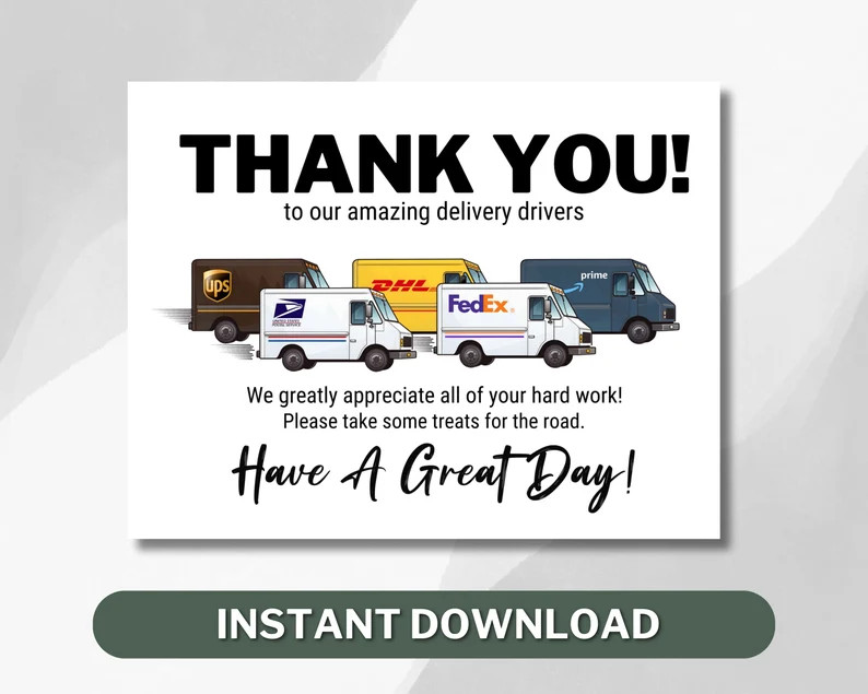 Delivery Driver Thank You Sign, Delivery Driver Snack Sign, Delivery Driver Snack Sign Printable,... | Etsy (US)