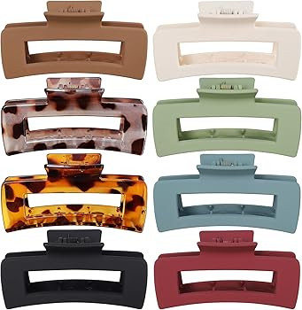 8 Pcs Large Hair Claw Clips 4.1" Non-slip Big Square Matte Hair Claw Clips Leopard Print for Wome... | Amazon (US)