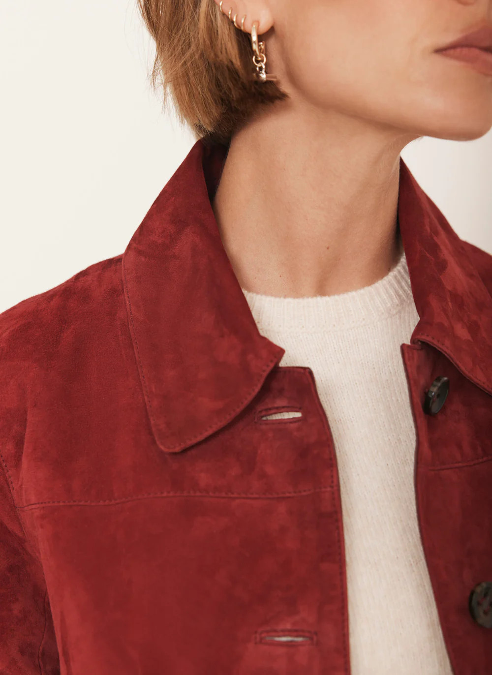 Red Suede Pocket Detail Jacket | Mint Velvet
