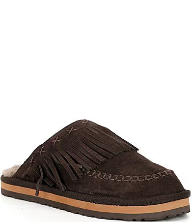 Free People Fallon Suede Fringe Moccasin Mules - 6 | Dillard's