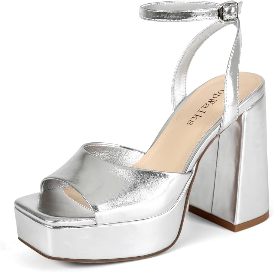 Platform Heels for Women Chunky Heel Platform Sandals Womens Open Toe Ankle Strap Womens Wedding ... | Amazon (US)