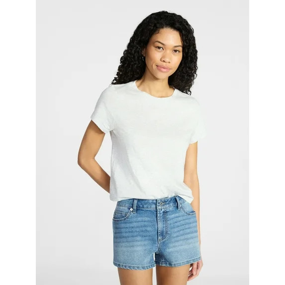 No Boundaries Cropped Cotton Tee with Short Sleeves, Women’s XXS-XXL | Walmart (US)