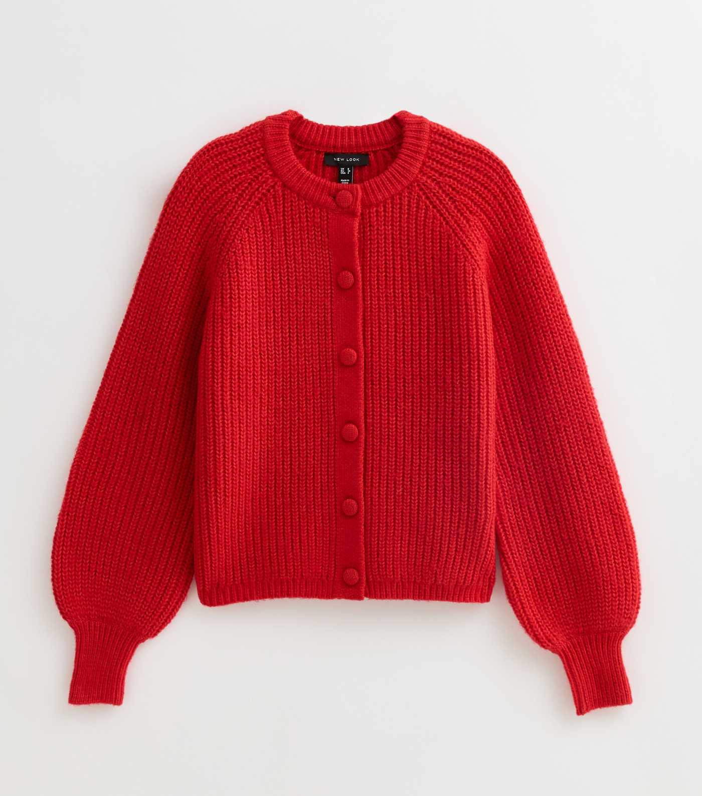 Bright Red Ribbed Knit Raglan Sleeve Cardigan | New Look | New Look (UK)