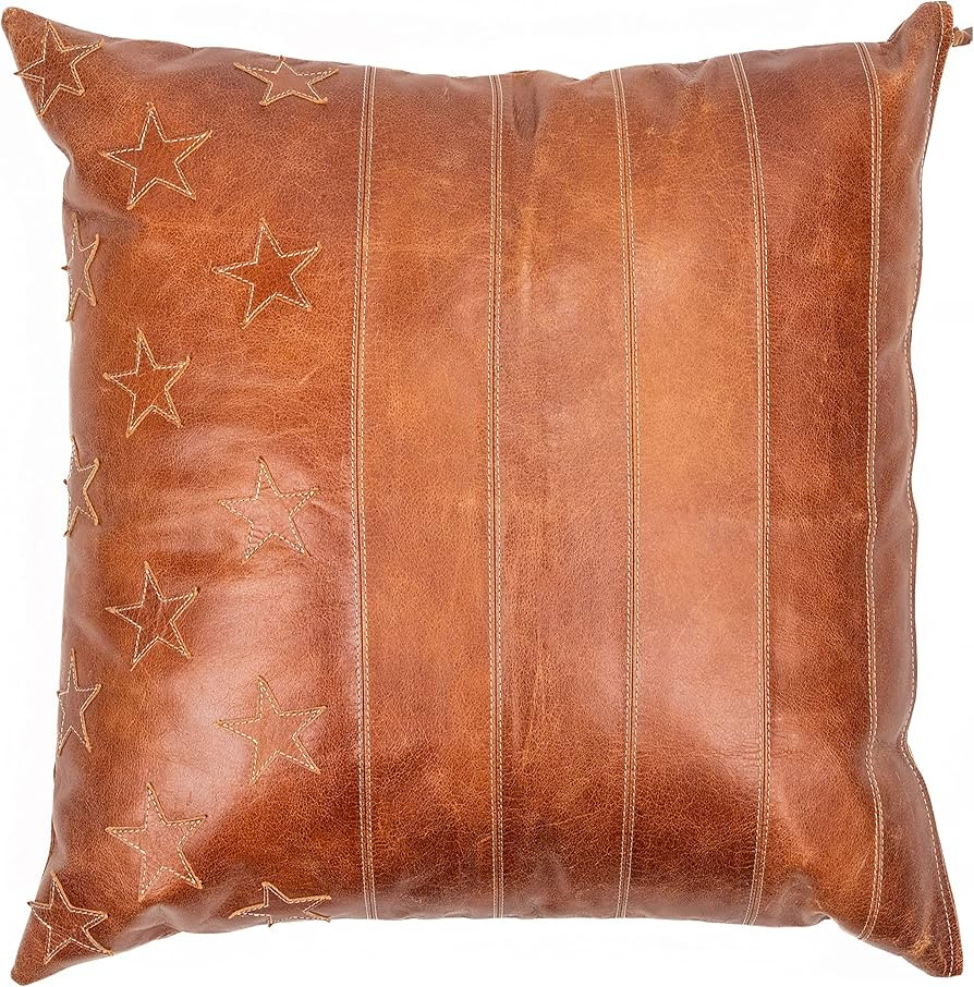WALBROOK Extra Large Brown Leather Pillow Cover - American Flag Theme 24x24 Pillow Covers, Leathe... | Amazon (US)