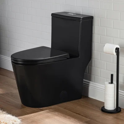 17" Comfort Height Standard  Toilet, Dual-Flush Modern Elongated One-Piece Toilet with Glazed Surface (Seat lncluded) | Wayfair North America