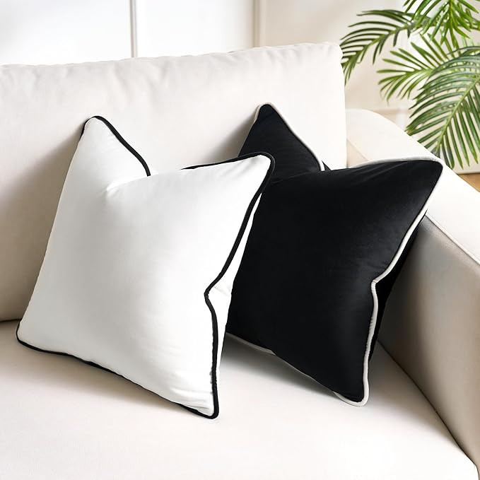 Black and White Pillow Covers for Couch Throw Pillows 18x18 Black and White Decorative Cushion Co... | Amazon (US)