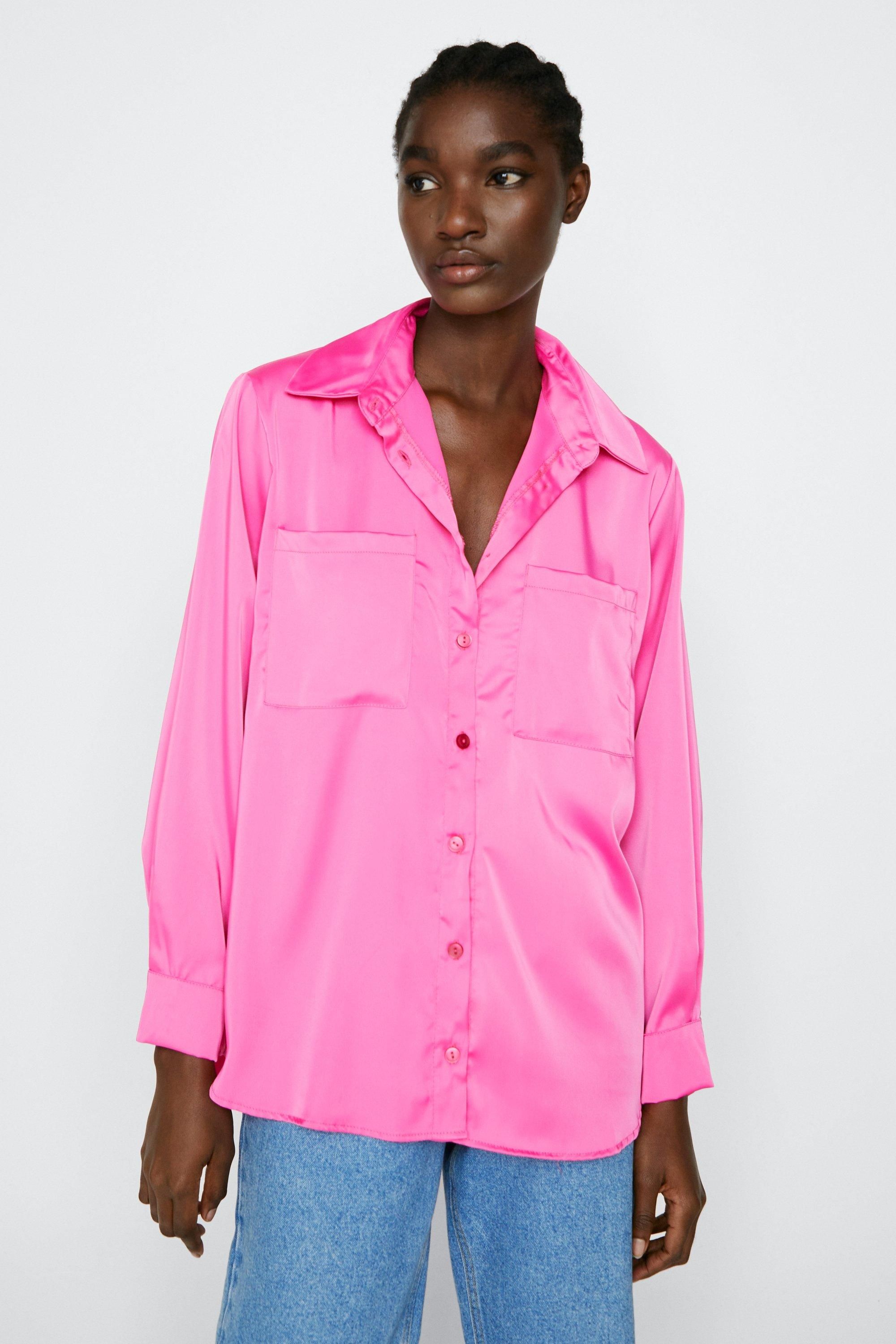 Satin Relaxed Button Down Shirt | Nasty Gal (US)