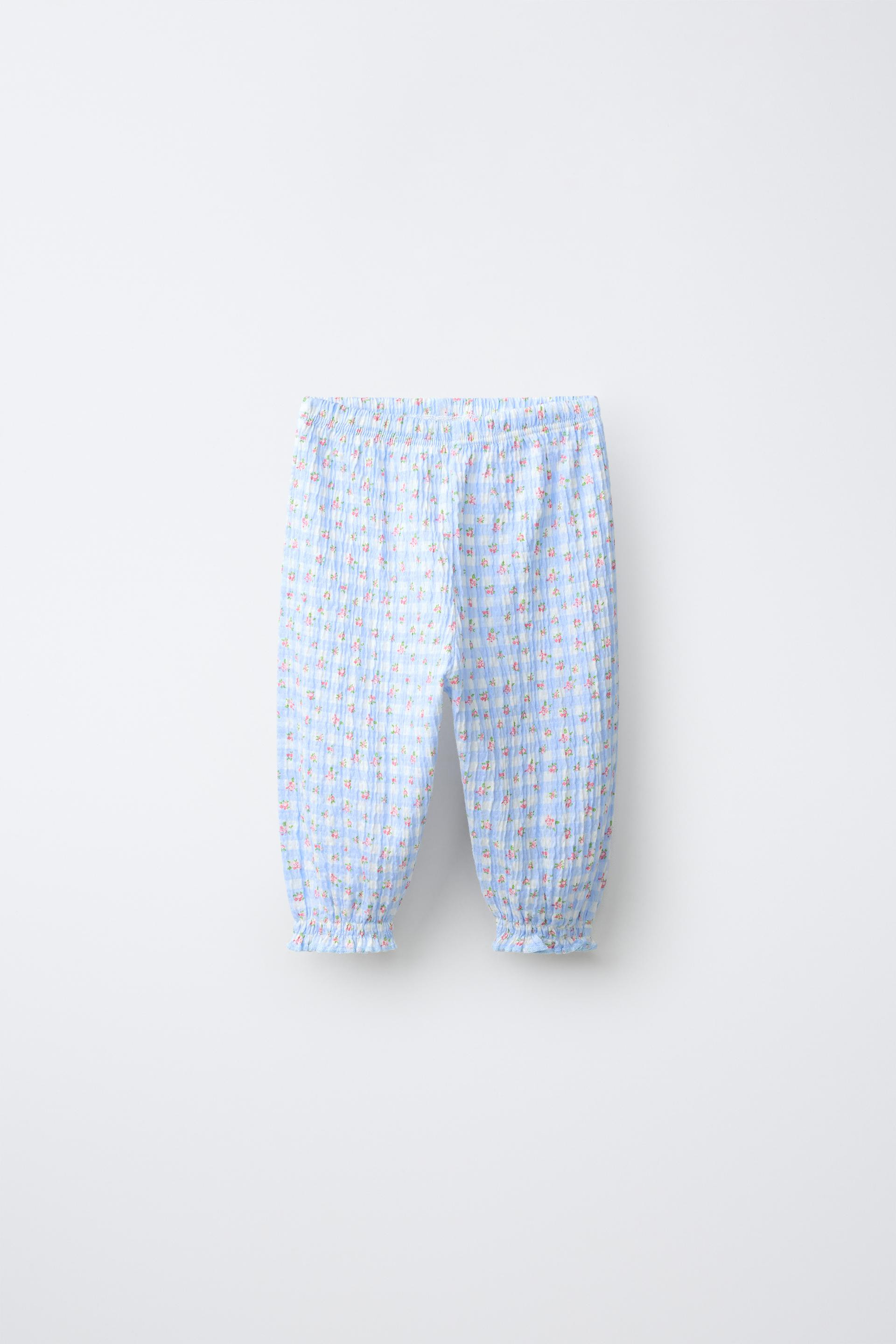 FLORAL AND CHECK SAROUEL TROUSERS | Zara UK