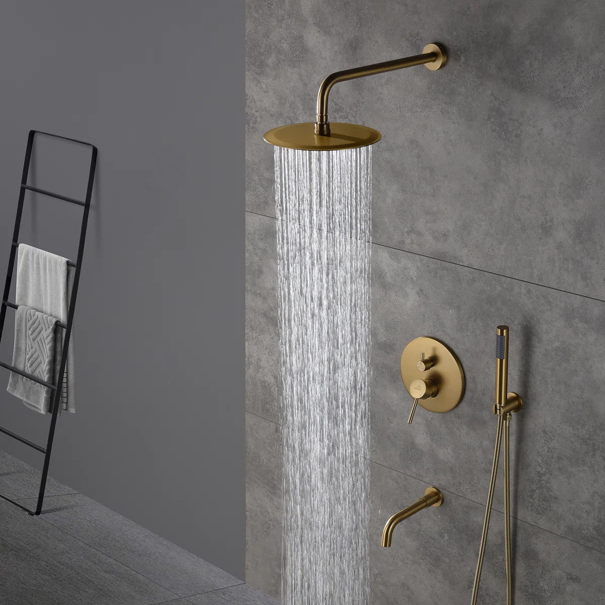 High Pressure Shower System with Pressure Balance Valve & Tub Spout M6612-A-10-BG | Wayfair North America