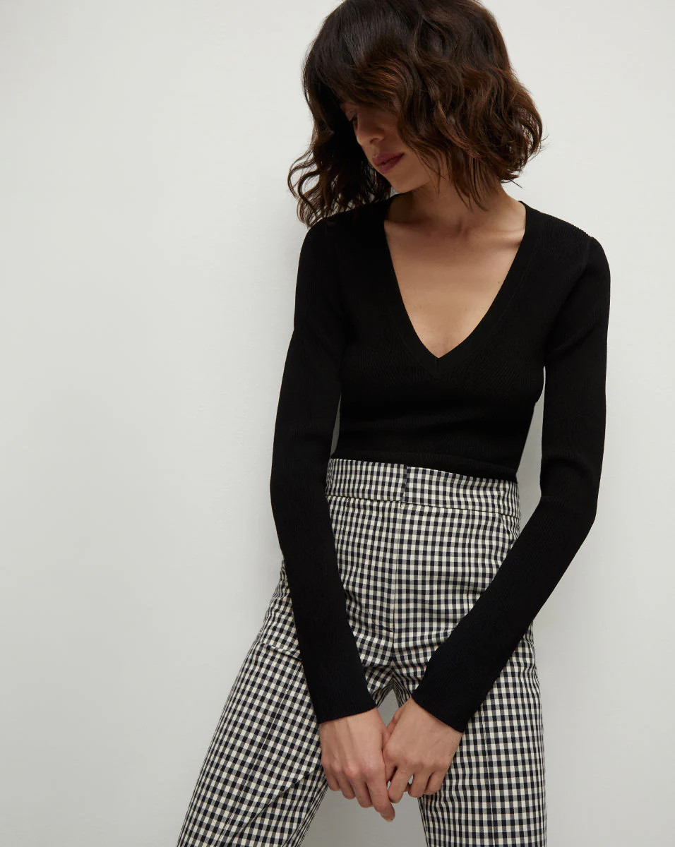 Callie Black Ribbed-Knit Sweater | Veronica Beard | Veronica Beard