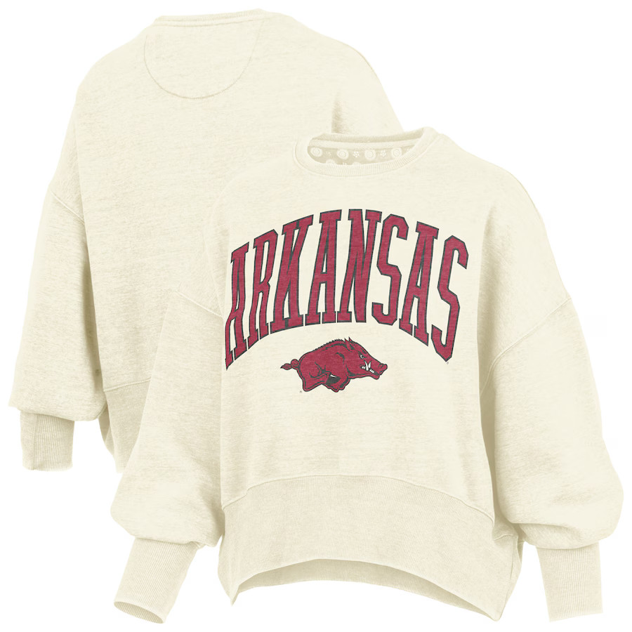 Arkansas Razorbacks Pressbox Women's Oversized Waist-Length Crewneck Sweatshirt - Natural | Fanatics