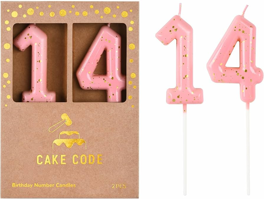 2.76 Inch Classical Pink Gold 14 Number Birthday Candles, Gold and Pink Number Candles for Party ... | Amazon (US)