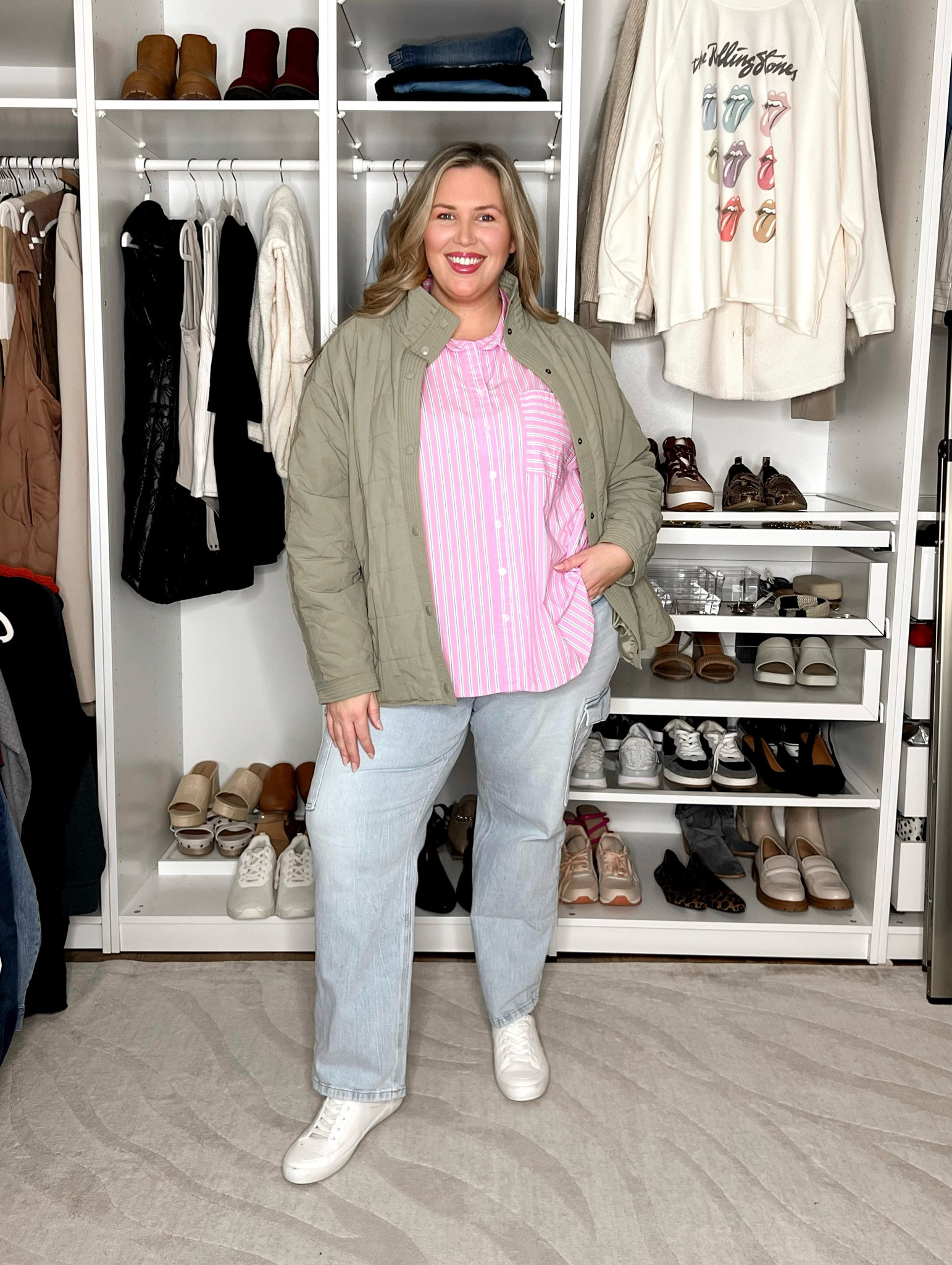 MAURICES AFFORDABLE DENIM LOOK! These jeans have good structure while still giving some great stretch! I paired with a button down (2X) and jacket (2X) and some white sneakers!

#LTKSeasonal #LTKstyletip #LTKplussize