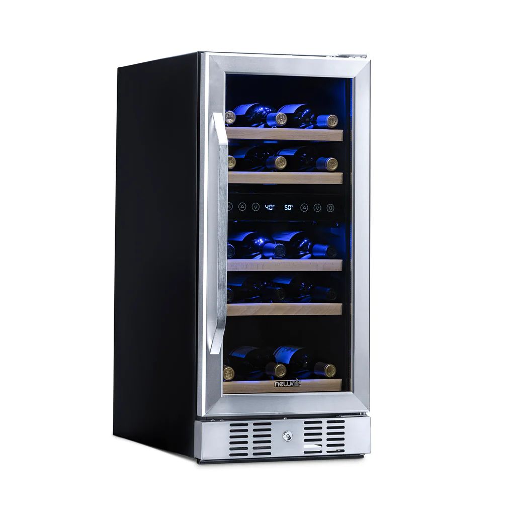 Newair 15” Built-in 29 Bottle Dual Zone Wine Fridge in Stainless Steel, Quiet Operation with Be... | NewAir