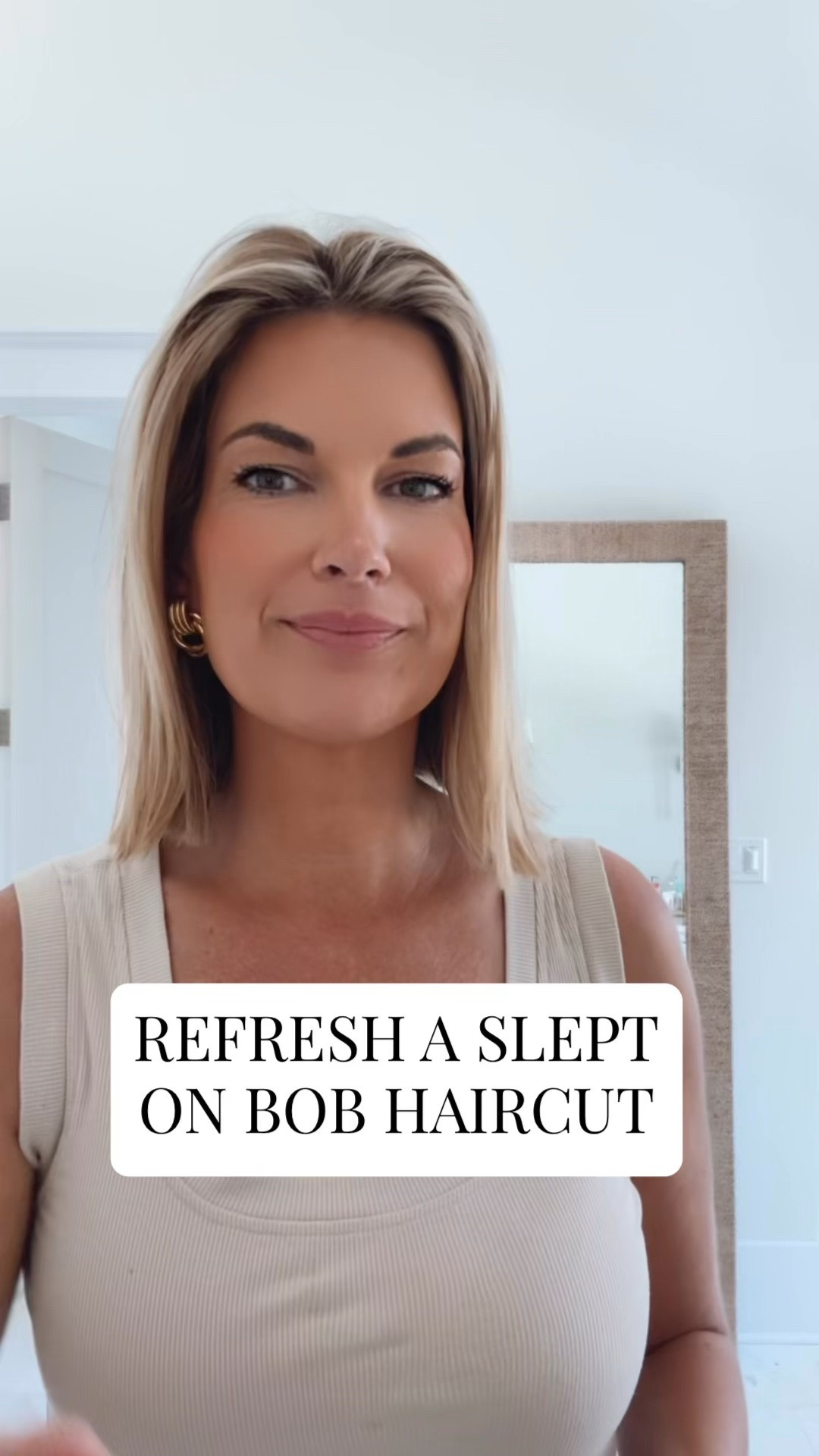 Hair refresh.  Day 2.  Adding volume and smoothness to a bob haircut. Let the hair cool on the rollers for 5 minutes.