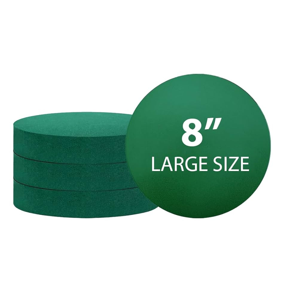 Pack of 4 FLOFARE Round Floral Foam Blocks for Fresh and Artificial Flowers, Each (8" X 1.5"), Dr... | Amazon (US)