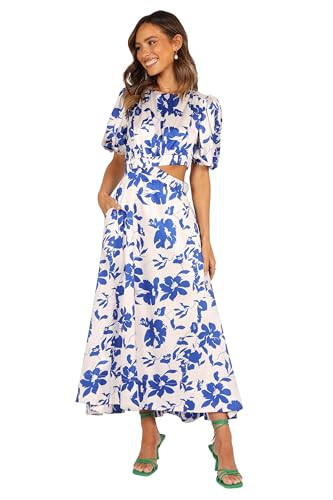 Petal & Pup Aminah Puff Sleeve Dress - Blue Floral S | Amazon (US)