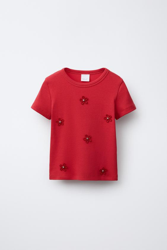 RIBBED JEWELED APPLIQUÉ SHIRT | Zara US