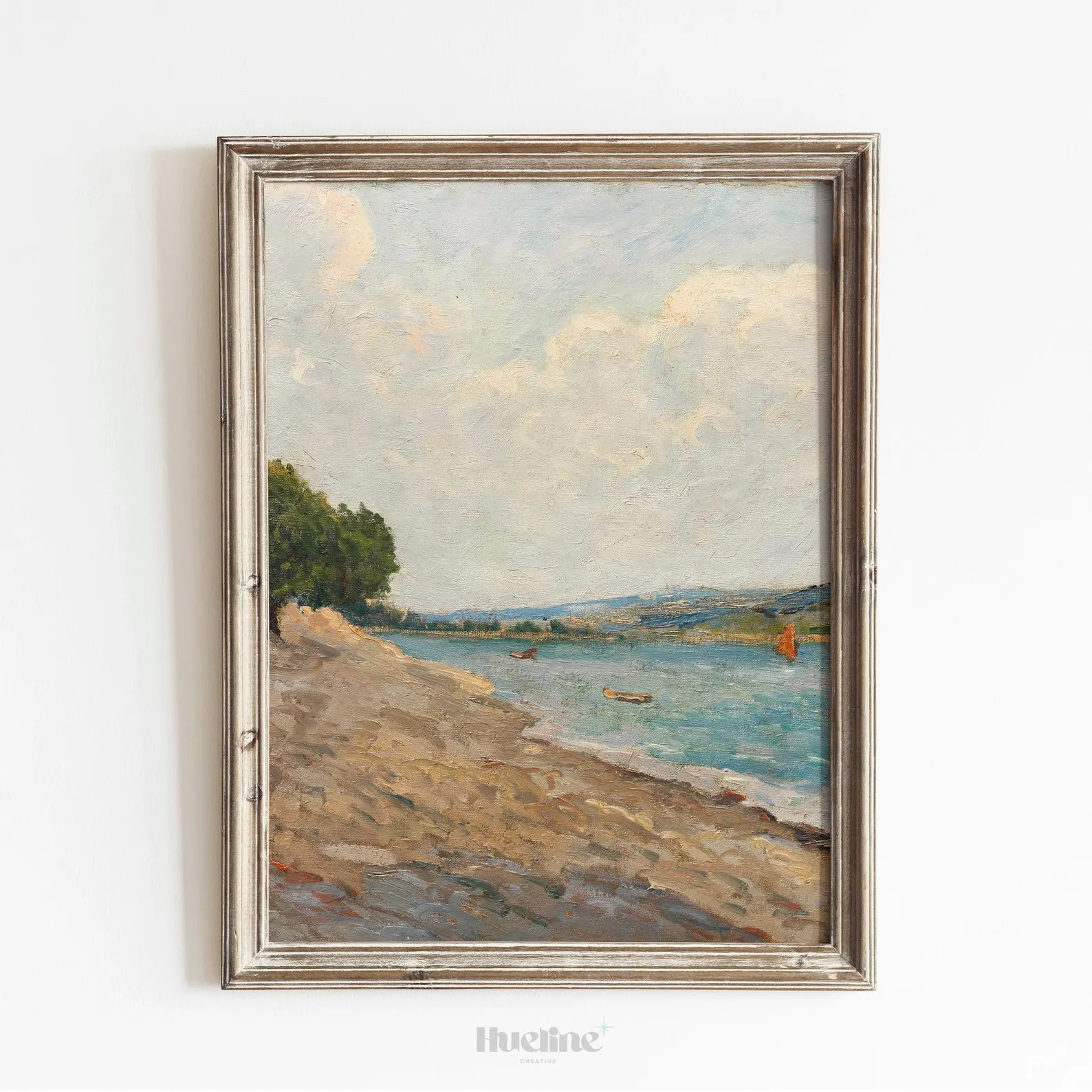 Vintage Coastal Landscape Print, Serene Beach Wall Art, Tranquil Seaside Painting Poster - L1085 ... | Etsy (US)
