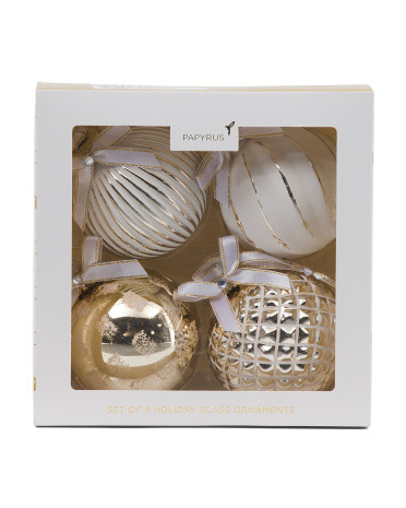 4pc 80mm Boxed Glass Ornaments | TJ Maxx