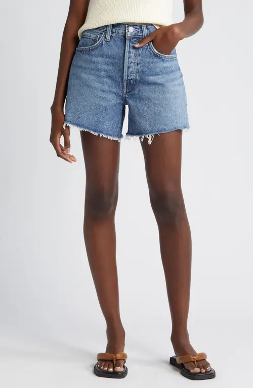 AGOLDE Parker Distressed Denim Shorts in Skywave at Nordstrom, Size 32 | Nordstrom