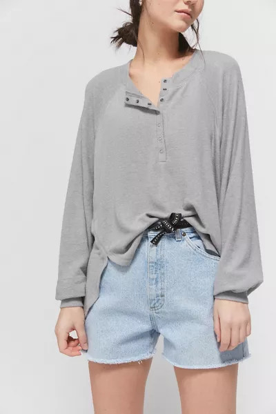 Out From Under Colby Brushed Oversized Henley Top | Urban Outfitters (US and RoW)