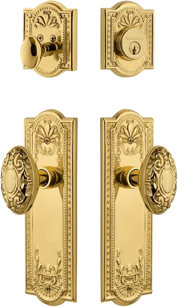 Nostalgic Warehouse Meadows Entry Set with Victorian Knob in Polished Brass-2 3/4" Backset-Univer... | Amazon (US)
