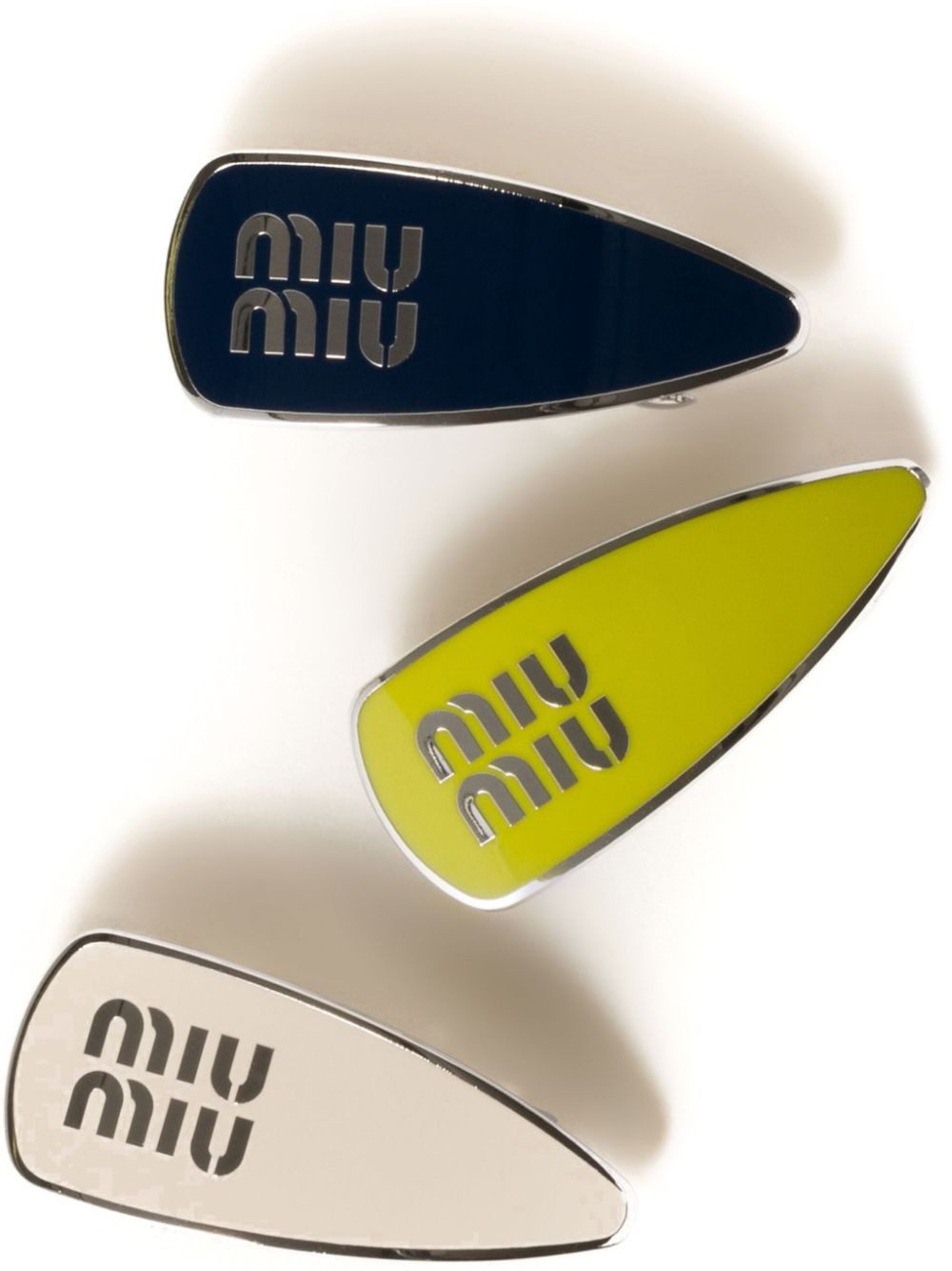 Miu Miu enamelled metal hair clips - Blue | Farfetch Global