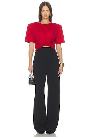 Knot Front T-Shirt in Red | Revolve Clothing (Global)