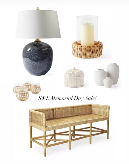 Serena and Lily Memorial Day Sale! Great discounts on beautiful coastal decor and furniture, rattan bench, glass candle hurricane, white vase, rattan glass, wicker glasses, wine glasses, spring hosting, coastal decor, coastal cottage, modern home, neutral home decor, home by Julianne 

#LTKHome #LTKSeasonal #LTKSaleAlert