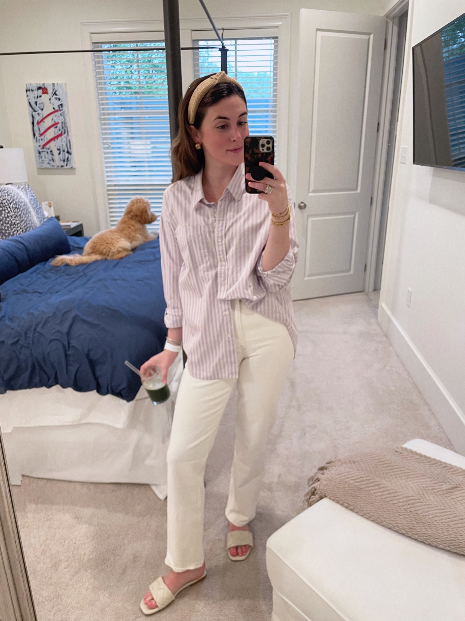 Feeling very springy on this Friday morning! Love these jeans so much I will be wearing them all the time! The perfect look for semi-casual spring office attire 💜

#LTKstyletip #LTKSeasonal #LTKunder100