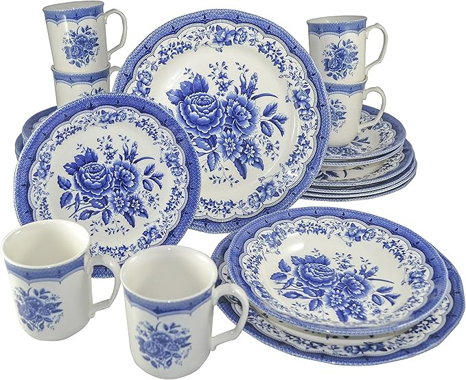 Tudor Royal Collection 24-Piece Premium Quality Porcelain Dinnerware Set, Service for 6 - Victori... | Amazon (US)