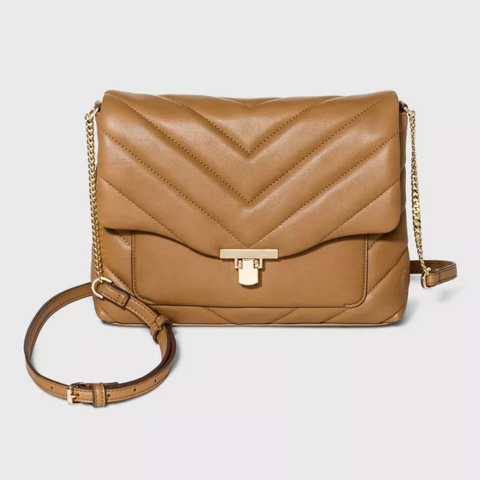 Turn Key Metal Clasp Closure Crossbody Bag - A New Day™ Caramel | Target
