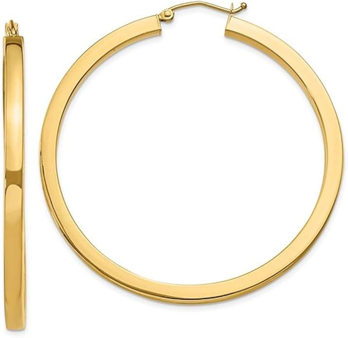 Large 14k Yellow Gold Square-Tubed Hoop Earrings (3mm Thick)       
        
            
       ... | Amazon (US)