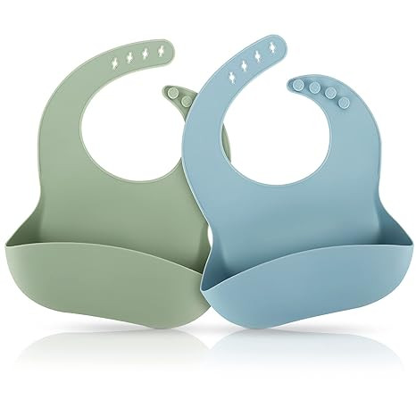ME.FAN Silicone Baby Bibs for Babies & Toddlers | Adjustable Silicone Bibs 2 Set | Amazon (US)