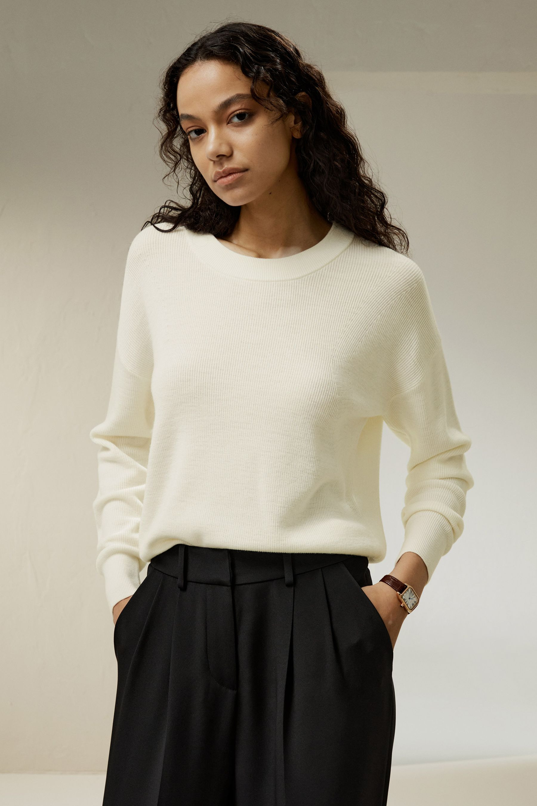 Ultra-fine Merino Wool Crewneck Sweater | LILYSILK