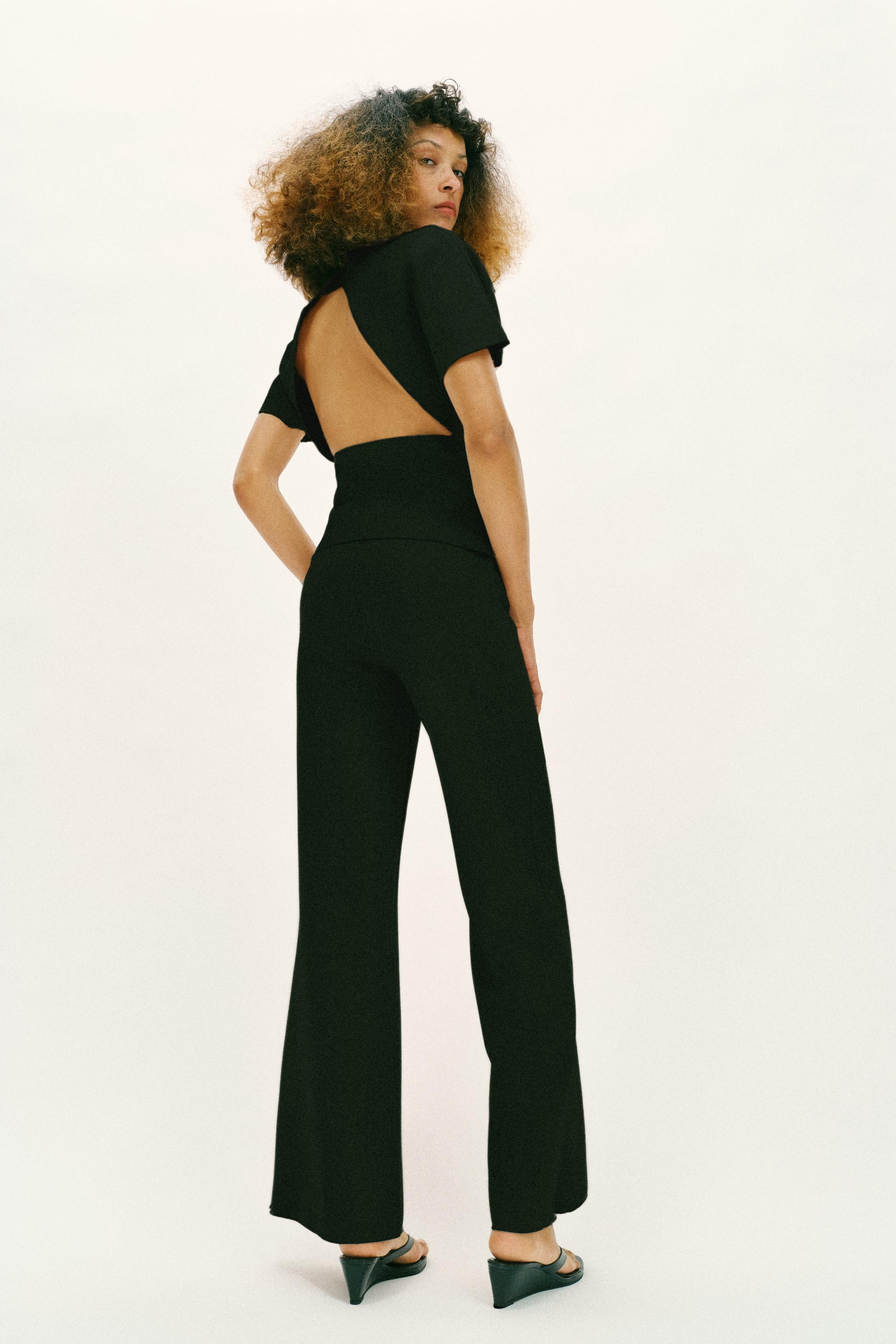 STRETCH WIDE-LEG TROUSERS | Zara UK