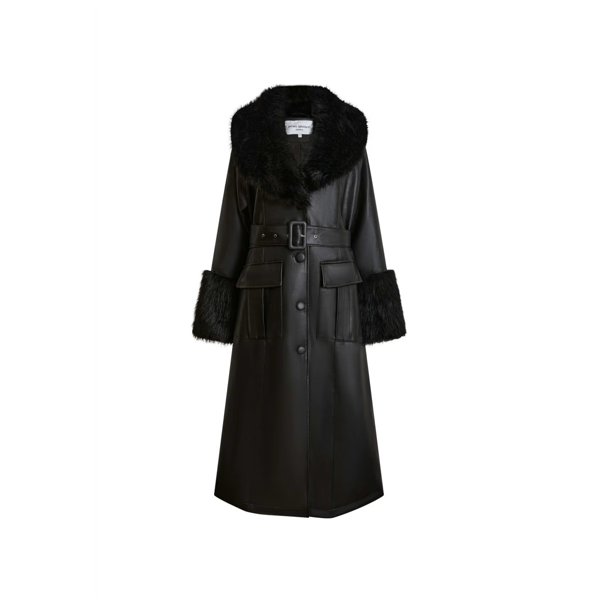 Faux Leather Black Coat | Wolf & Badger