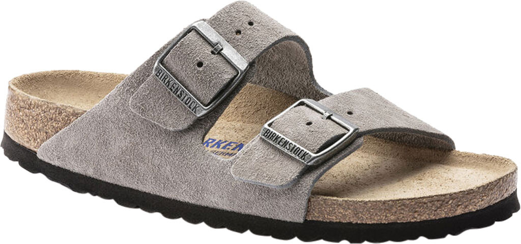 Women's Birkenstock Arizona Suede Soft Footbed Two Strap Slide | Shoes.com