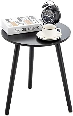 Apicizon Round Side Table, Black Nightstand End Table for Small Spaces, Living Room, Bedroom, Balcon | Amazon (US)
