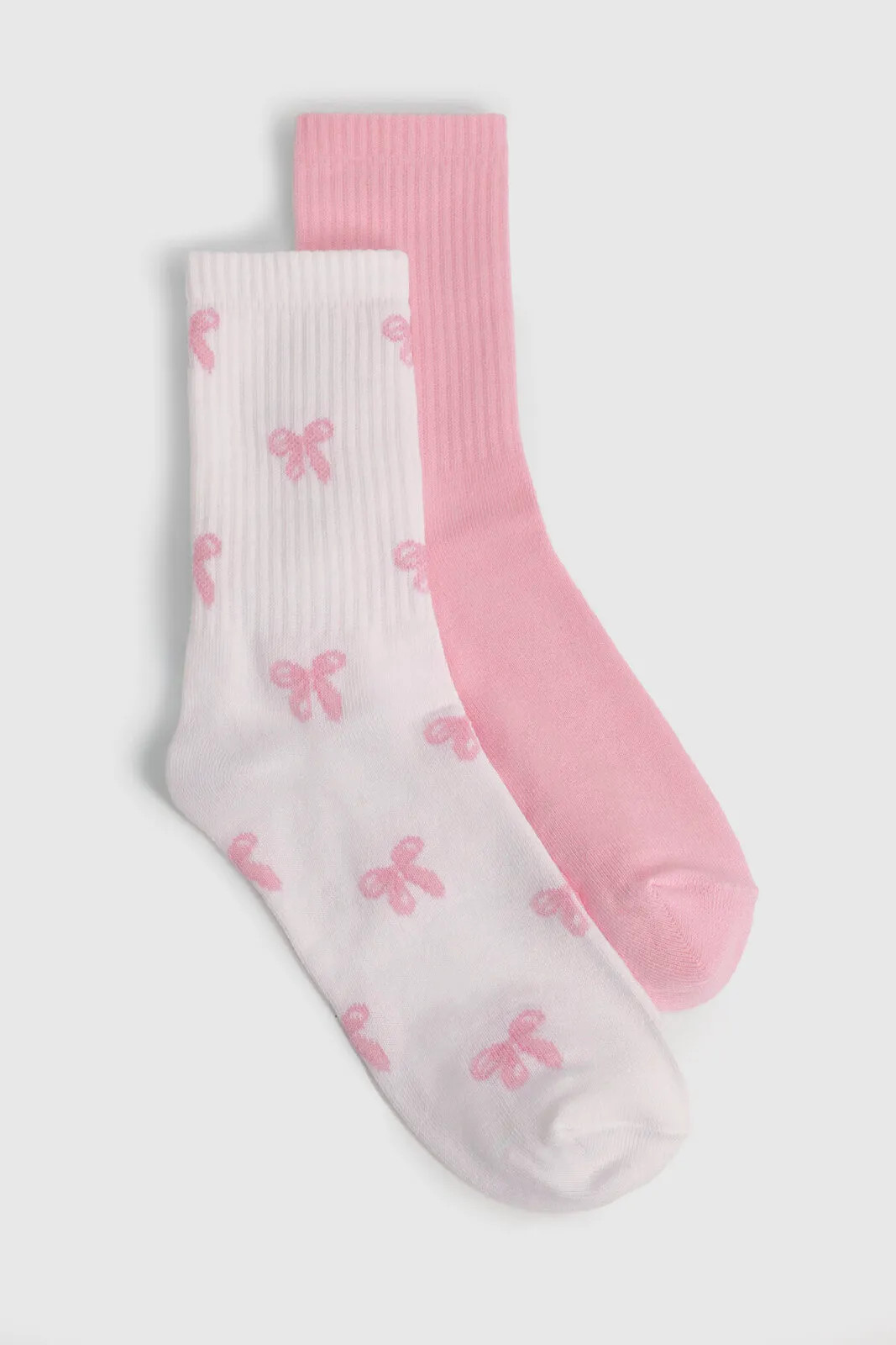 Pink Bow Detail Socks 2 Pack | Boohoo USA | boohoo (US & Canada)