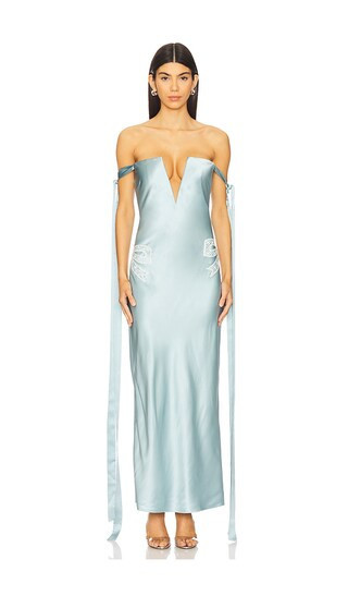 Alejandra Alonso Rojas V-neck Corest Dress in Teal. - size 8 | Revolve Clothing (Global)