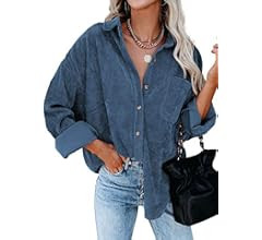 Astylish Women Corduroy Shirts Casual Long Sleeve Button Down Blouses Top | Amazon (US)