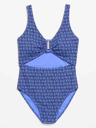 Textured One-Piece Cut-Out Swimsuit | Old Navy (US)