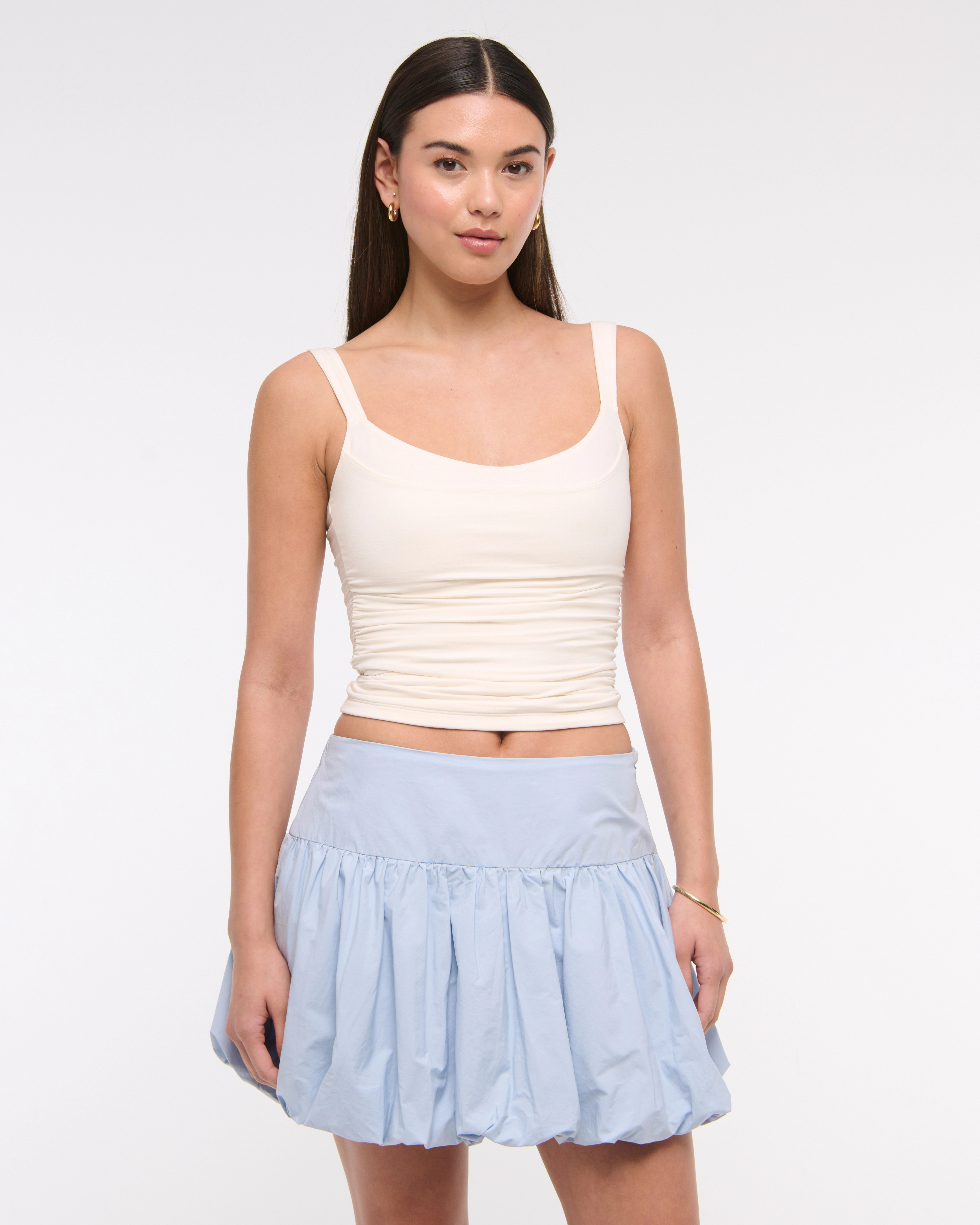 Drop-Waist Bubble Hem Mini Skort | Abercrombie & Fitch (US)