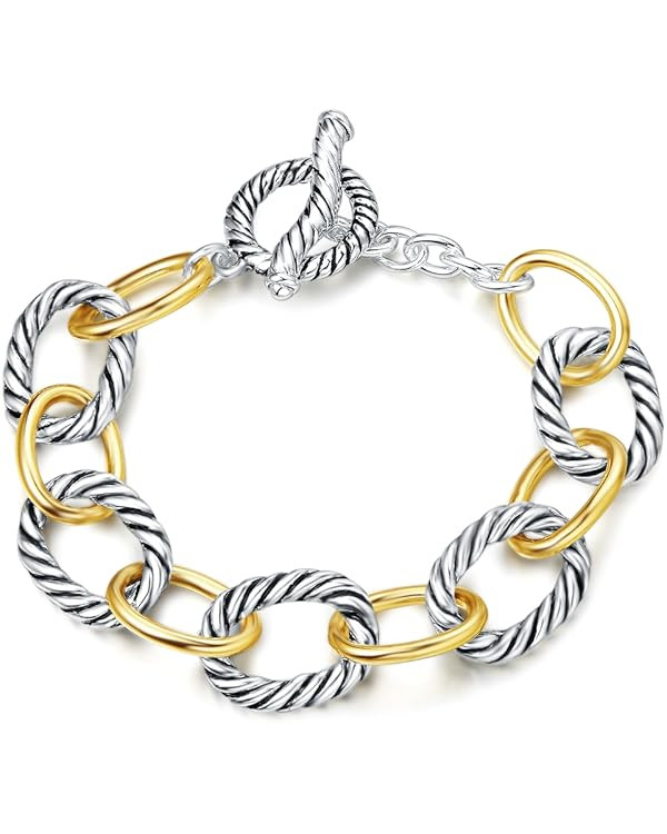 UNY JEWEL Luxury Fusion Twisted Cable Link Chain Bracelet for Women Shinny Designer Dupes Stateme... | Amazon (US)